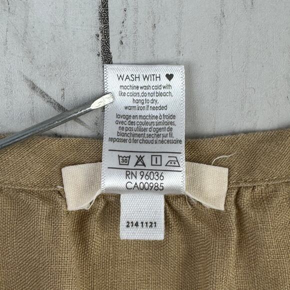 Anthropologie Eberjey Tan Linen Kesia Tiered Sleeveless Maxi Dress Size Medium - Picture 10 of 15